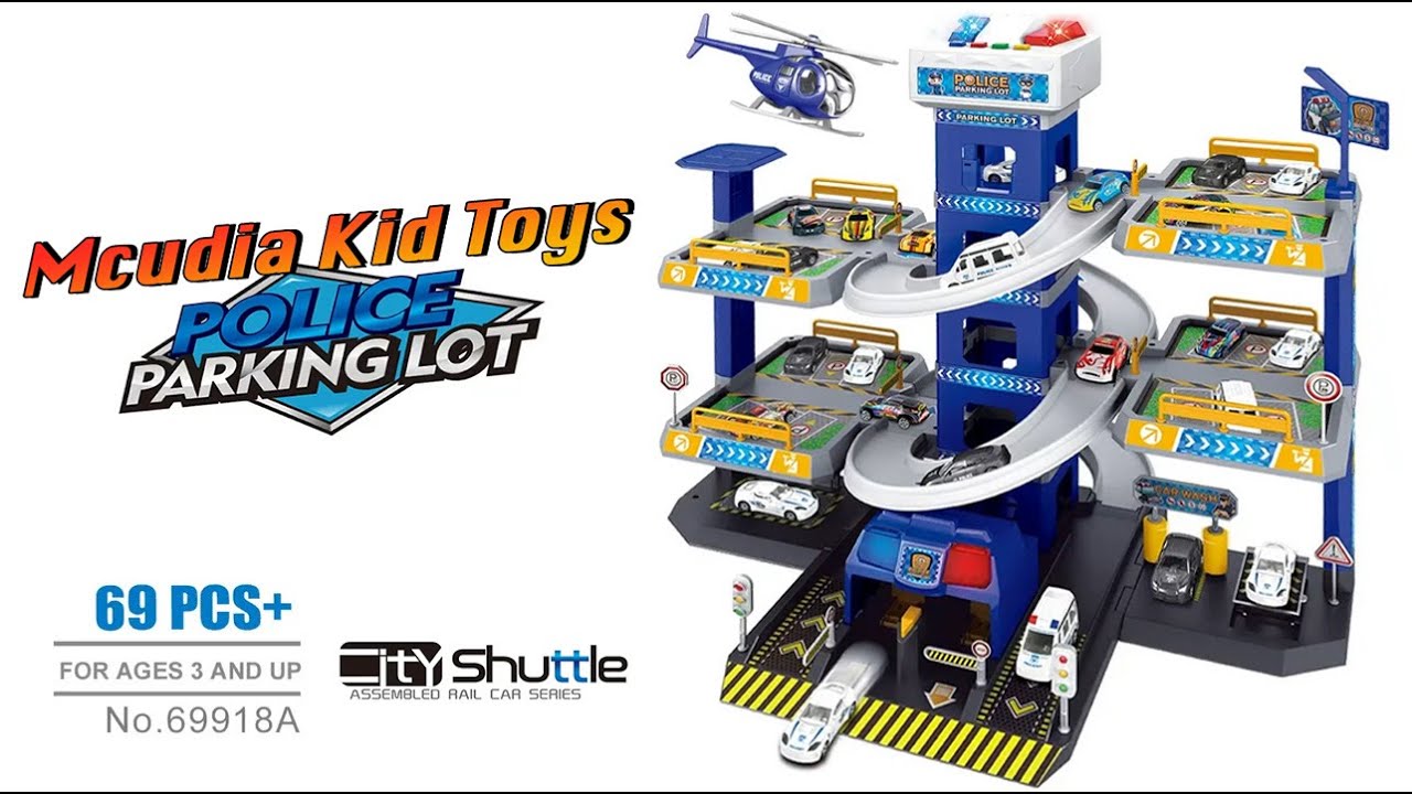 Mcudia Car Garage Playset for 164 Police Cars, Racing Cars