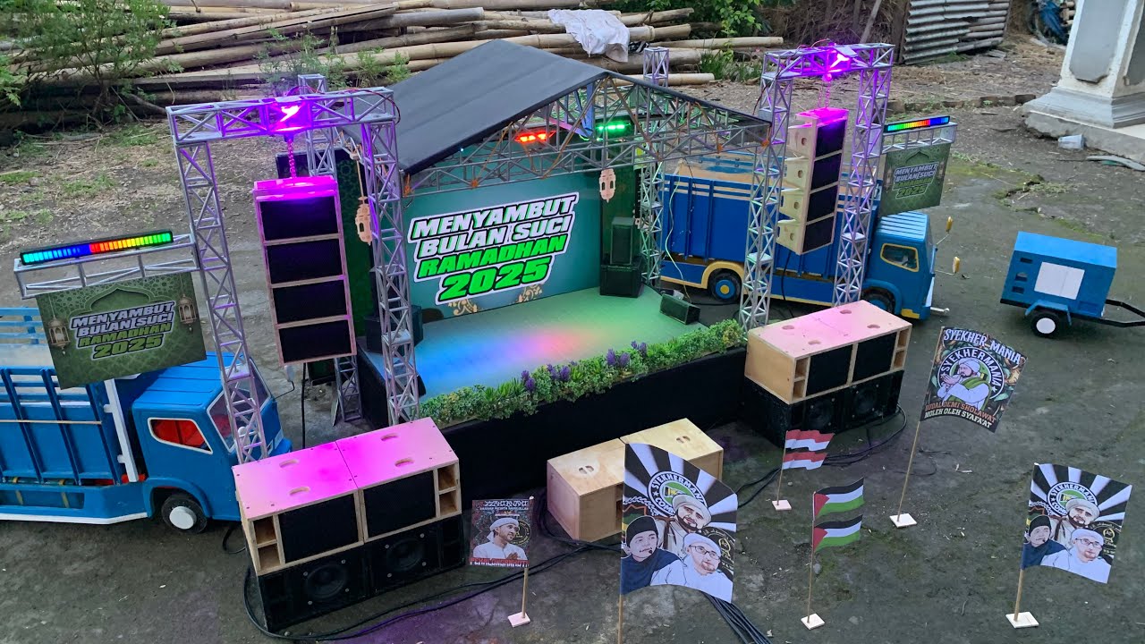 Cek sound Miniatur panggung sholawat menyambut bulan suci ramadhan 2025