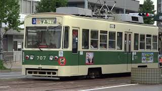 広島電鉄　700形707号車　広島カープ・リーグ優勝ヘッドマーク　女性運転手　広電本社前電停にて　20171001