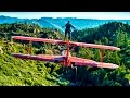 Wing walker jumps from airplane  wing walking stunts in 4k