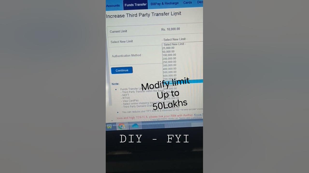 how-to-modify-money-transfer-limit-modify-tpt-limit-hdfc-bank-bank