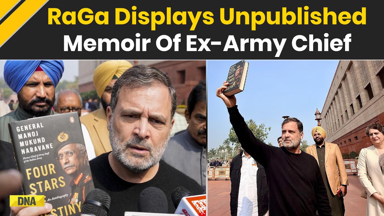 Rahul Gandhi News: RaGa Displays Unpublished Memoir Of Ex-Army Chief Naravane Outside Parliament