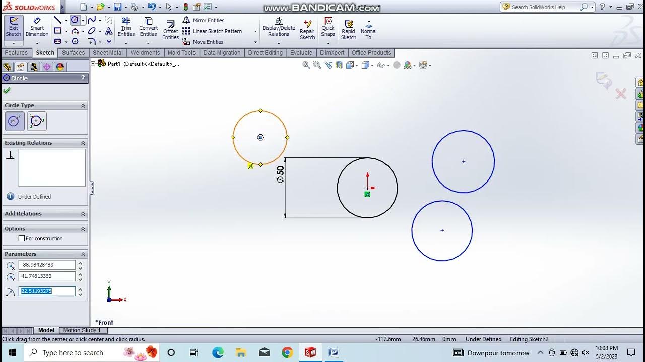 Solidworks Part 2 circle tool use YouTube