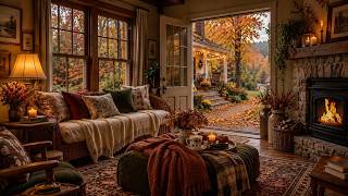Cozy Fall Porch & Fireplace Ambience | Reading Nook