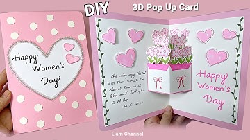 Full cách Làm Thiệp 20/10 3D tặng mẹ, tặng cô giáo tông màu hồng/ DIY Women’s Day card/ Liam Channel
