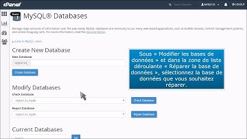 cPanel : comment réparer une base de données MySQL