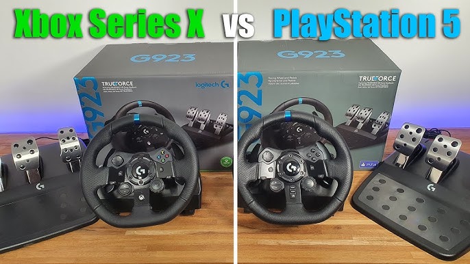  Logitech G923 Racing Wheel and Pedals for Xbox XS, Xbox One  and PC Featuring TRUEFORCE up to 1000 Hz Force Feedback, Responsive Pedal,  Dual Clutch Launch Control, and Genuine Leather Wheel