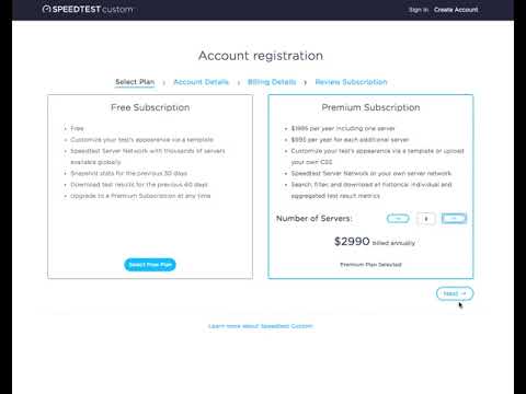 Registering for Speedtest Custom