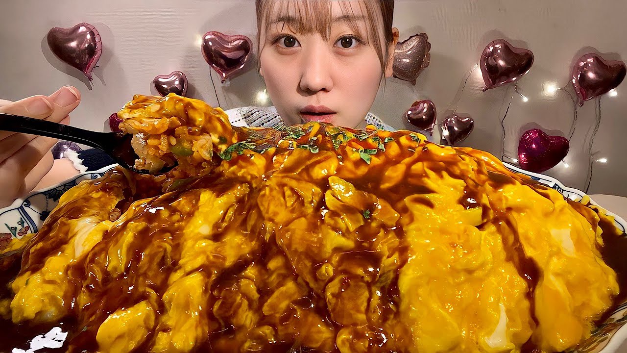 ASMR Омлет с рисом【русские субтитры】【Mukbang/ Eating Sounds】