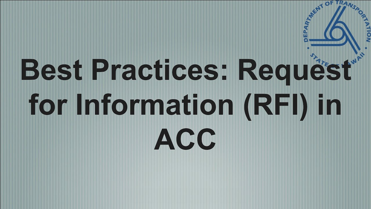 Best Practice - Request for Information (RFI) in ACC Video Guide
