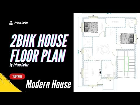 2D Floor Plan In Autocad | 2bhk House Plan | Autocad | Pritam Sarkar ...