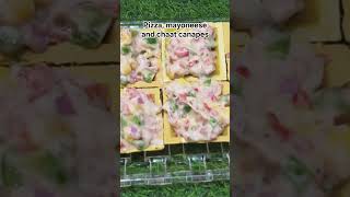 pizza, mayoneese and chaat canapes @reshmajahangir8372  #food #tastyfood #recipe #foodieindia