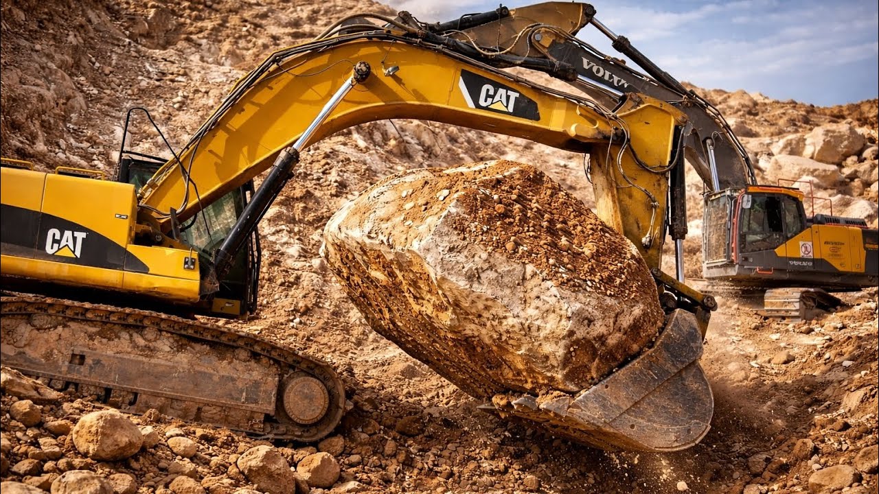 This Excavator Lifts an INSANE Boulder | Extreme Heavy Equipment Power