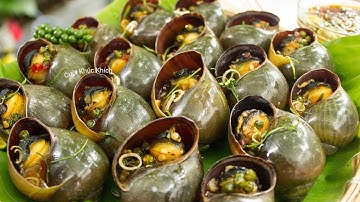 ỐC BƯƠU NƯỚNG TIÊU XANH THƠM NGON BÙNG VỊ VÀ CÁ ĐỒNG NƯỚNG