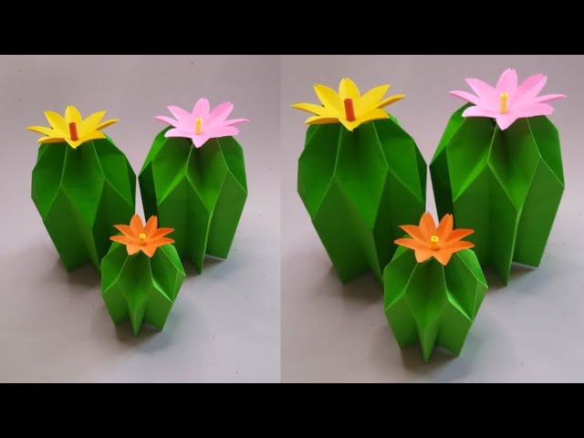 Super Easy Origami Cactus Flower || Origami Cactus
