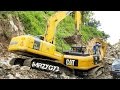 Large Excavator Working On Road Construction