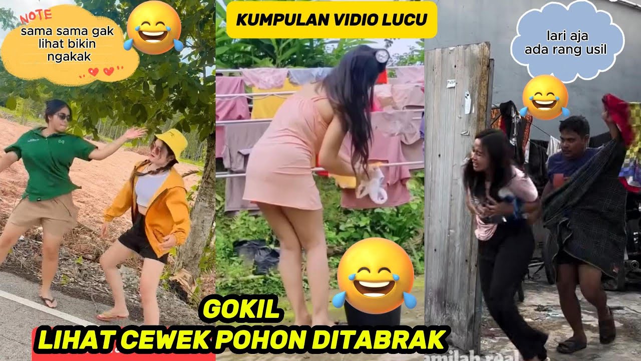 KOMEDI LUCU LIHAT CEWEK CANTIK POHON PUN DI TABRAK BIKIN KOCAK