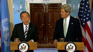 Secretary Kerry Delivers Remarks With UN Secretary General Ban Ki-moon