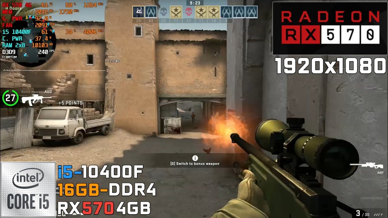 Counter Strike Global Offensive (CS:GO) | i5-10400F + RX 570 4GB in 1080p