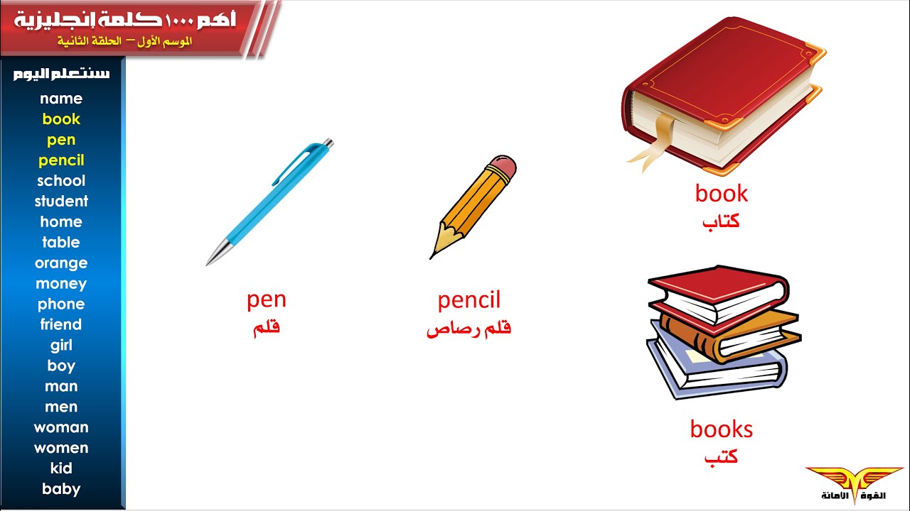 أهم 1000 كلمة إنجليزية حلقة 2 البيت والمدرسة Youtube