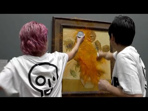 Anti-oil activists throw soup over Van Gogh painting