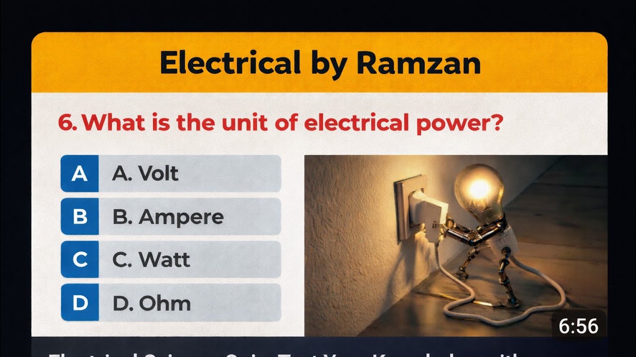 Electrical Knowledge Test ⚡ | Easy MCQs Quiz ( Test your knowledge for electrical )