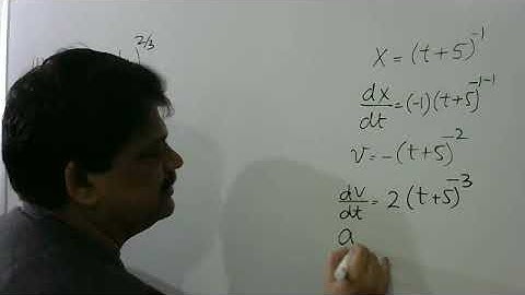 A particle moves a distance x in time t according to equation x = (t + 5)-1. The acceleration of