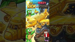 JJ and Mikey: POOR vs RICH Family AIRPLANE BATTLE ✈️😱 - Maizen Minecraft Animation #shorts