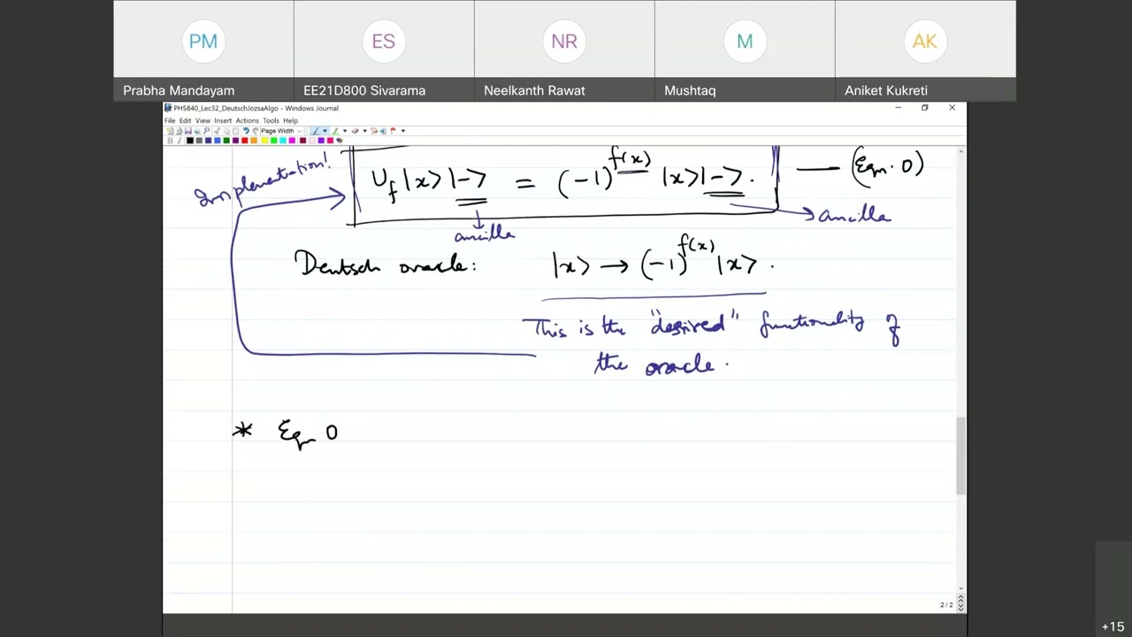 Quantum Computation and Quantum Information: Lecture 32 (The Deutsch-Jozsa Algorithm)