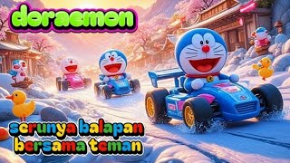 doraemon bermain dan balapan mobil bersama teman