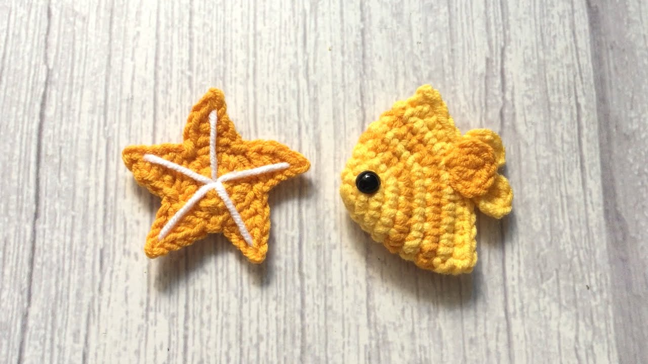 Crochet starfish and little fish for Pet collar decoration Crochet tutorial