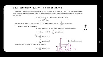 KTU - CET 203 - Fluid Mechanics - Module 2 - Continuity equation in 3D