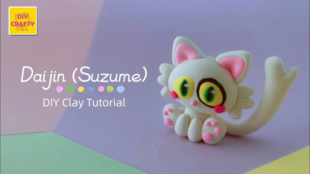 how-to-make-daijin-suzume-with-air-dry-clay-kitten-clay-tutorial