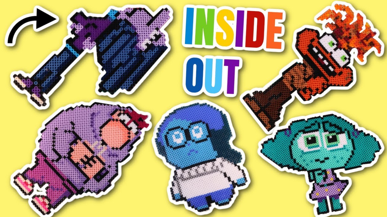 Inside Out 2 Emotions Joy, Sadness, Disgust, Fear and Anger Bead Art 9 ...
