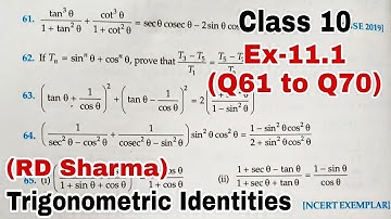RD Sharma Ex 11.1 Q61 to Q70 Solutions for Class 10 Maths Chapter 10 Trigonometric Identities