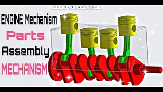 Creating " ENGINE MECHANISM " with- (Parts , Assembly , Mechanism) in creo with Animation screenshot 2