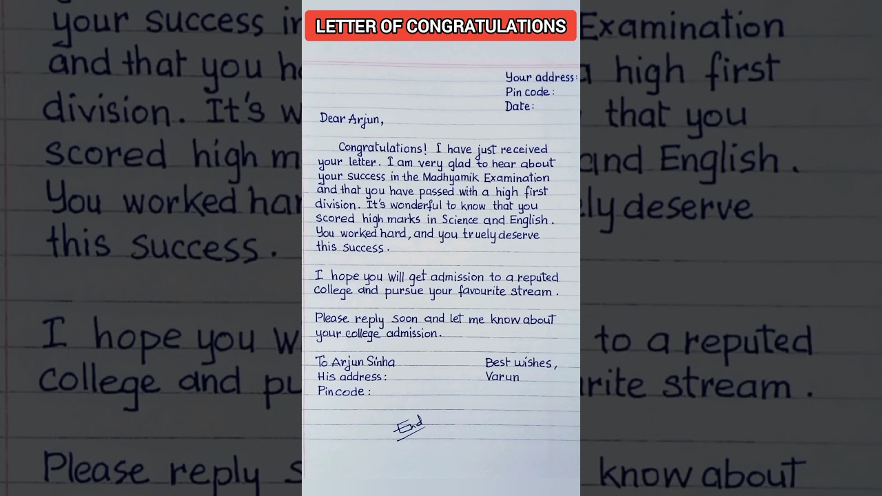 Letter of Congratulations/handwritin 