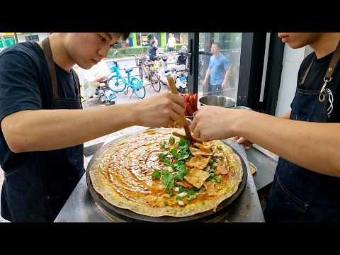 Sizzling Jianbing! Authentic Chinese Street Food Experience! No Commentary!