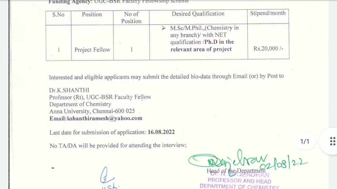 Research Assistant job vacancy in Anna University CEG campus chennai