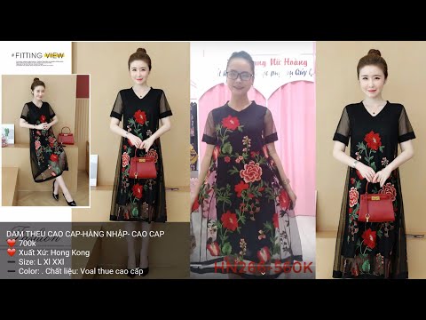 KM20% | HN266 ĐẦM SUÔNG TRUNG NIÊN họa tiết thêu hoa sang trọng | đầm suông hàn quốc