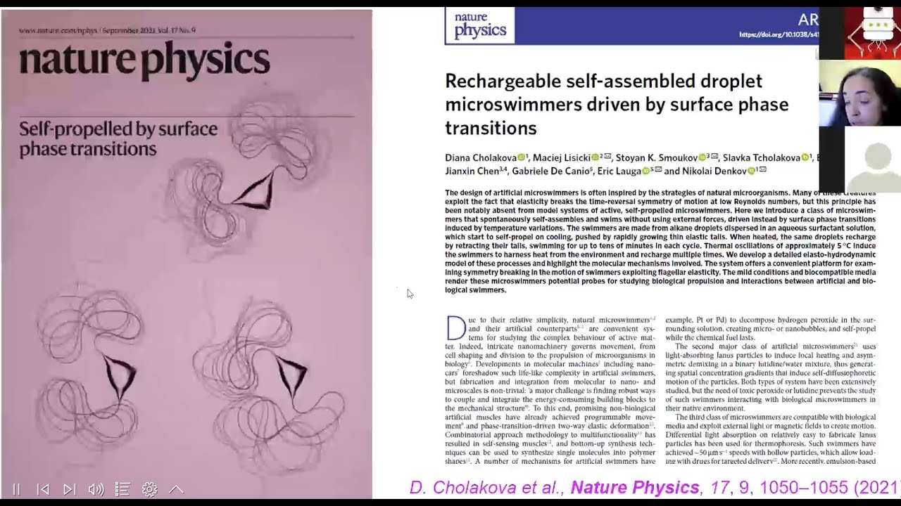 mini talk #14: Rechargeable self-assembled droplet microswimmers driven by surface phase transitions