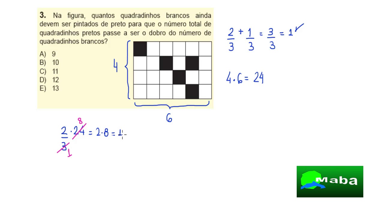 a fração que representa a parte preta desse tabuleiro de damas é : a) 1/2  b) 1/3 c) 1/4 d) 1/5 