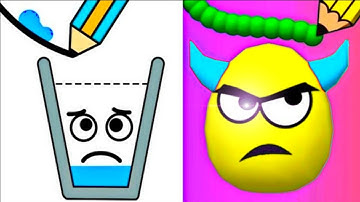 Draw To Smash VS Happy Glass Logic Puzzle Game Mix Level Challenge Double IQ!