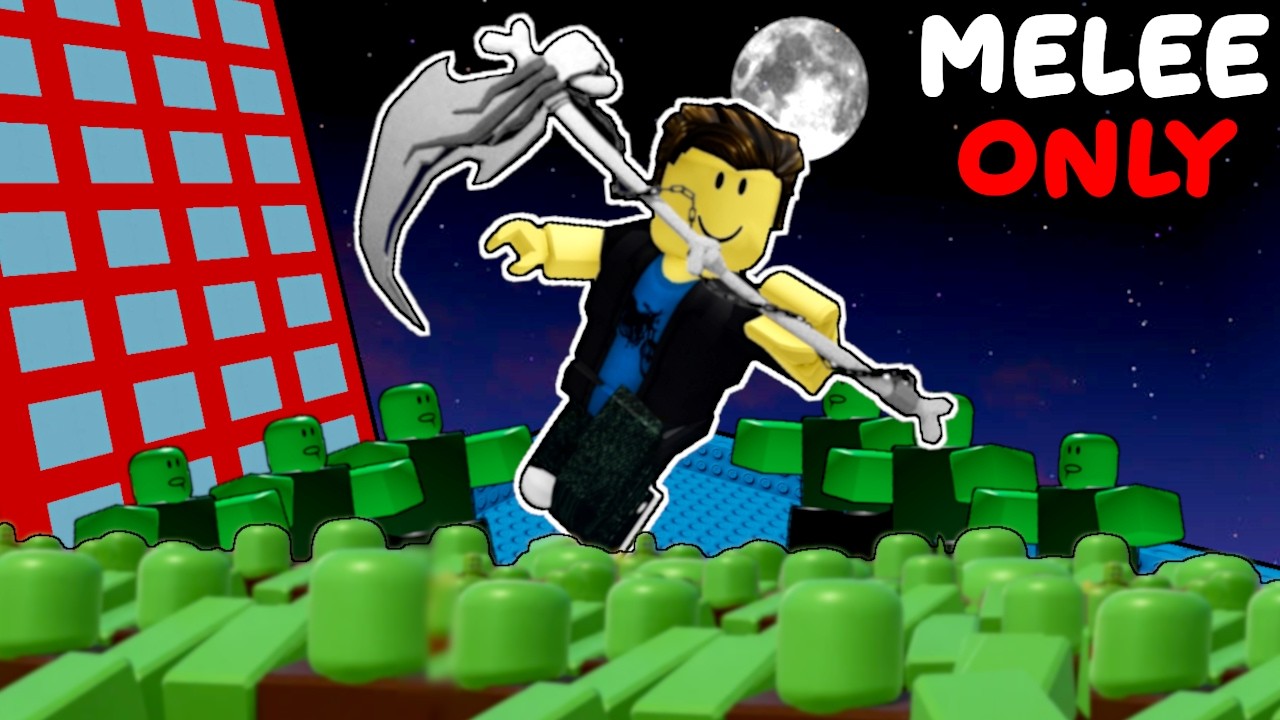surviving ZOMBIE RUSHES with ONLY MELEE WEAPONS in Roblox...