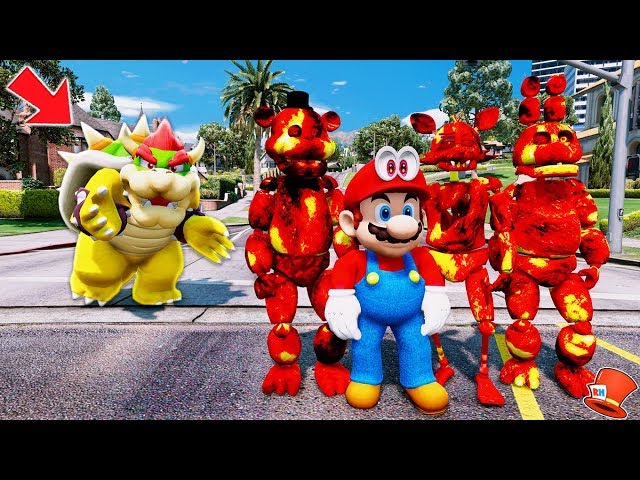 Lava Animatronics Super Mario Odyssey Vs Bowser Gta 5 Mods Fnaf Redhatter Youtube - golden freddy vs chucky roblox aenh the scary elevator