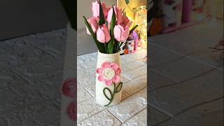 Turning thread into something beautiful✨ DIY flower vase made with love and patience🤍#DIY #Handmade