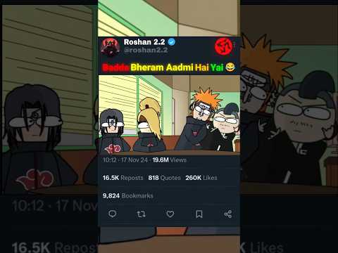 Badda Bheram Aadmi Hai Yai 😂||[Song Name:-Sem Tempo 2 Ultra Slowed]#shorts#naruto#madara#animeparody