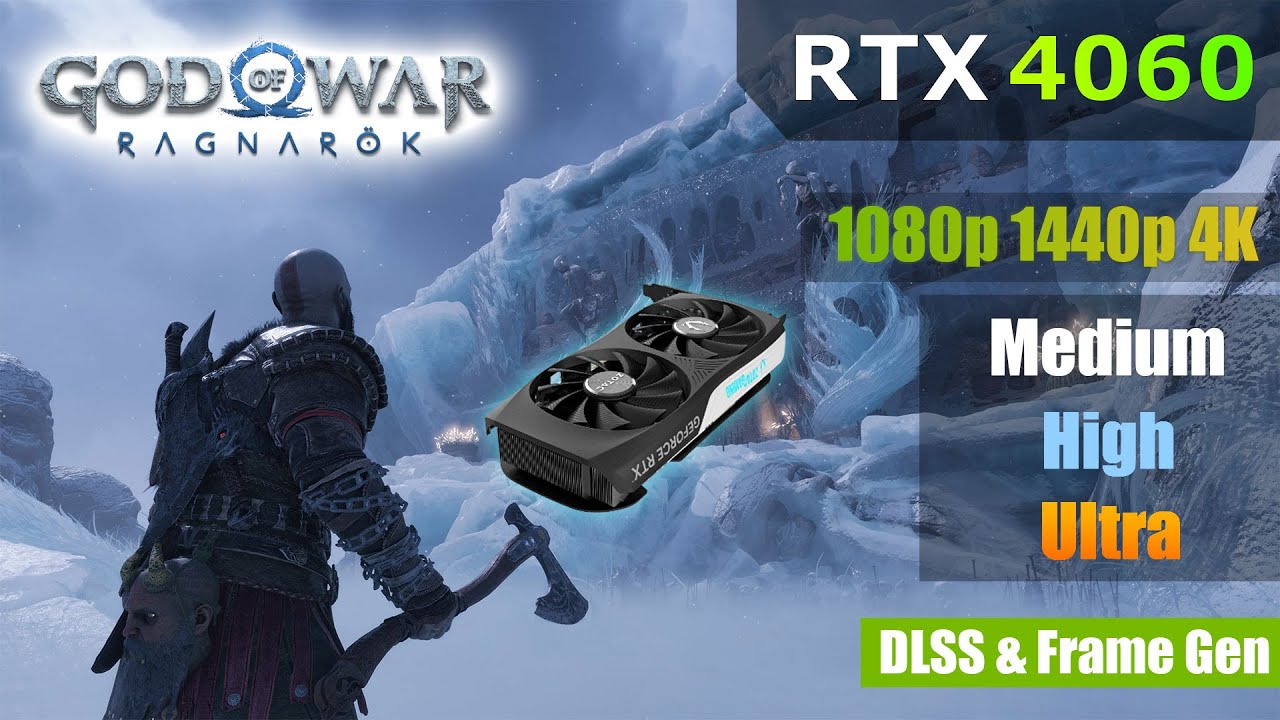 RTX 4060 - God of War Ragnarok : 1080p, 1440p, and 4K with DLSS and Frame Gen - All Settings Tested