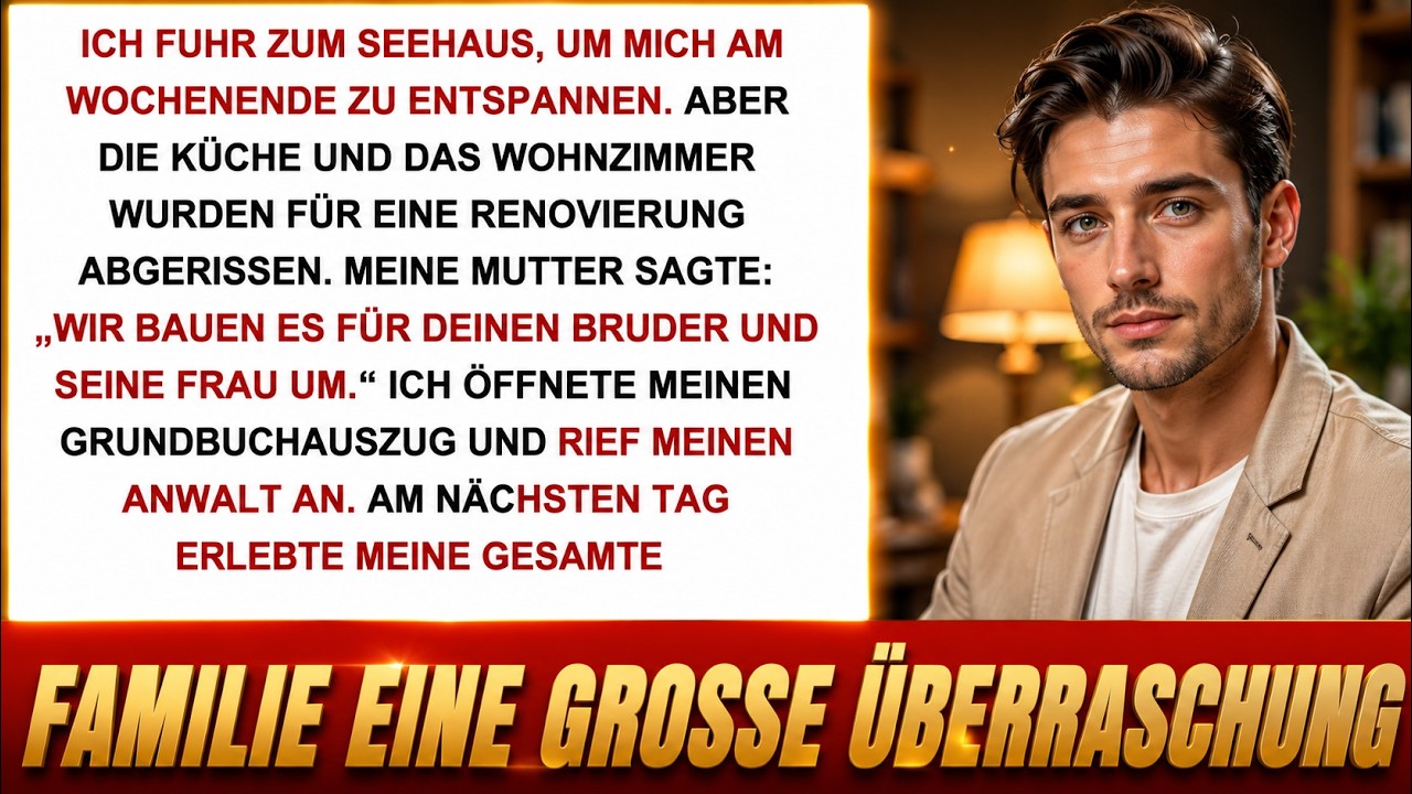 Ich fuhr zum Seehaus – Küche und Wohnzimmer waren abgerissen. Dann sagte meine Mutter: „Setz dich…“