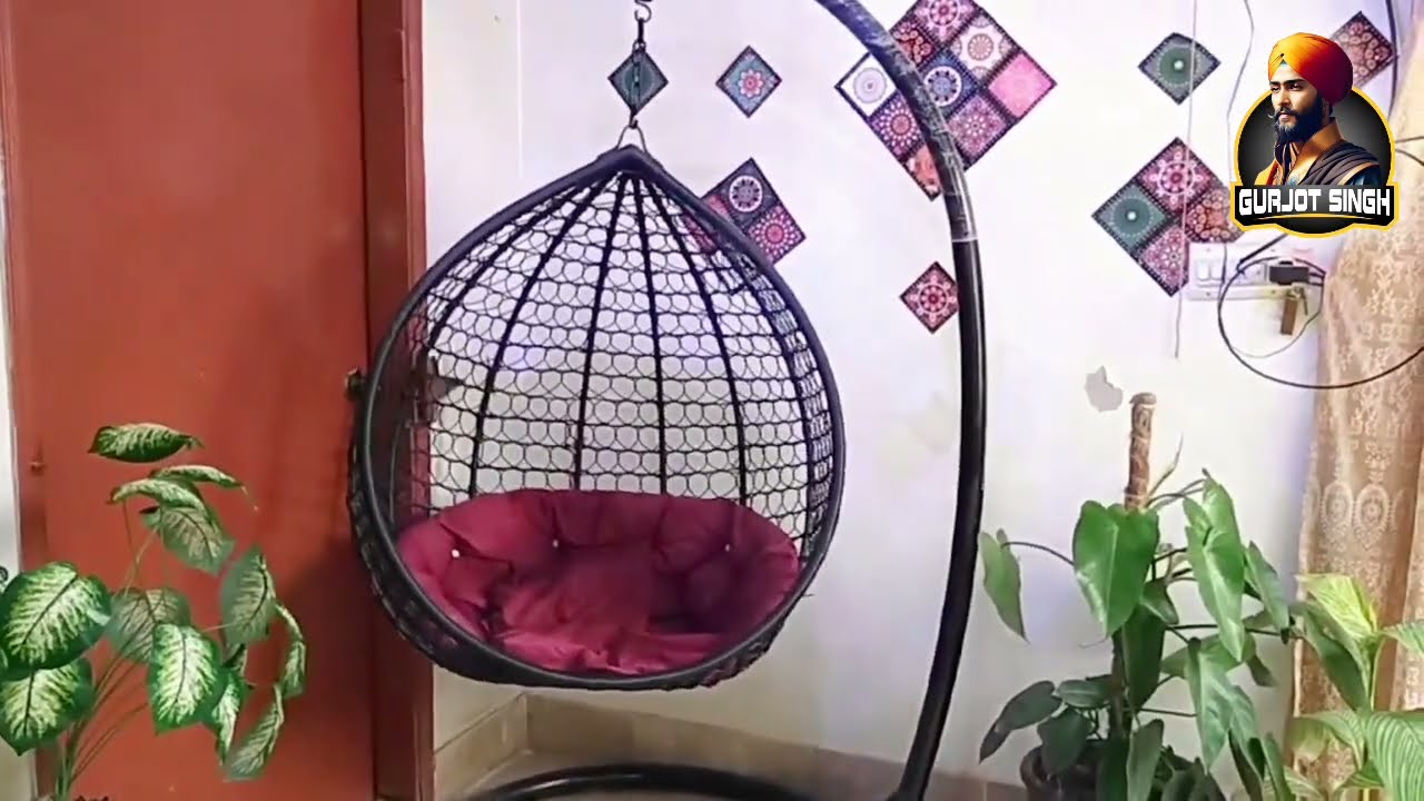 Clase Swing Chair with Stand & Cushion & Hook Outdoor Indoor (Stand Basket Cushion)